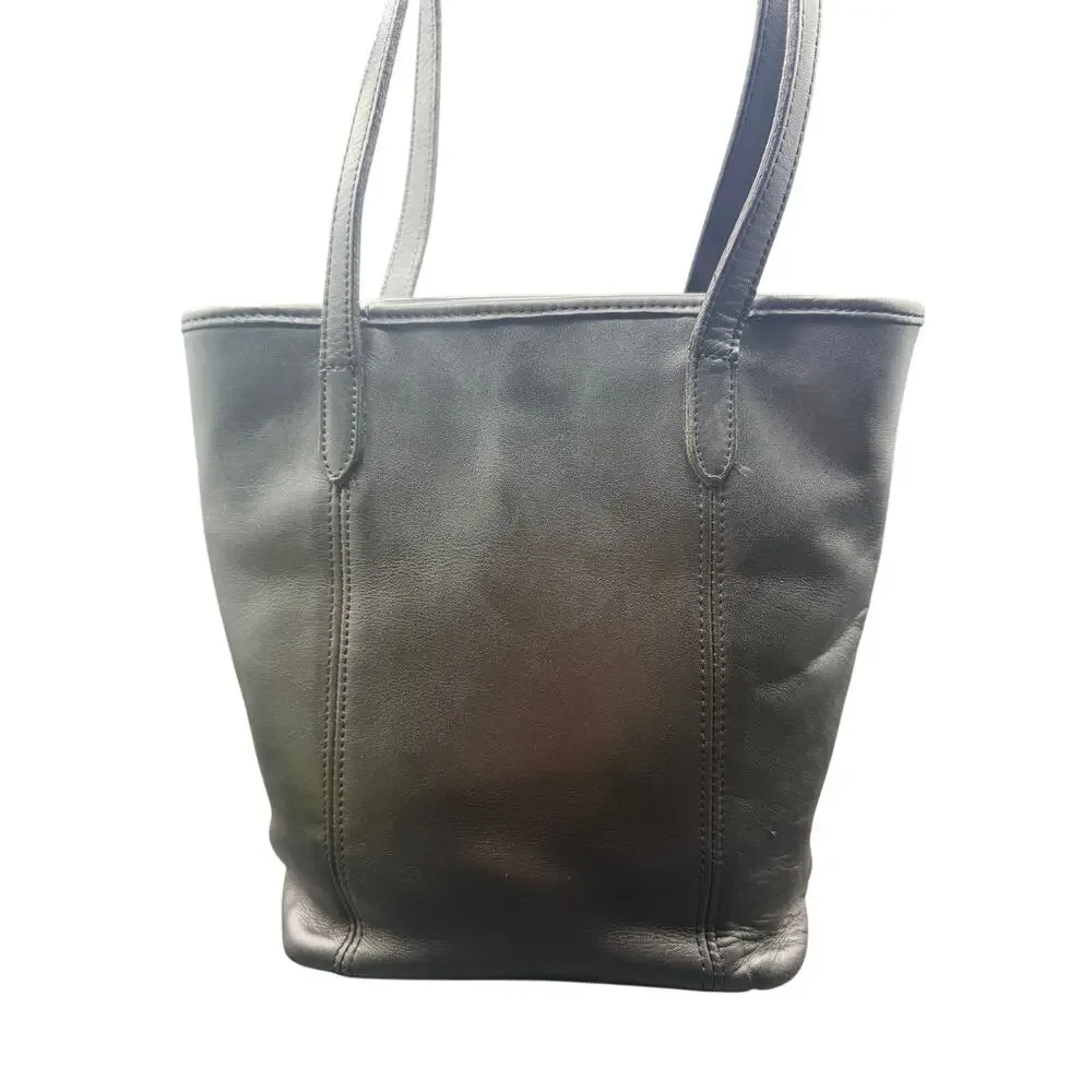 Vintage Coach Black Leather Lunch Tote Small Shoulder Bag Mexico 9077